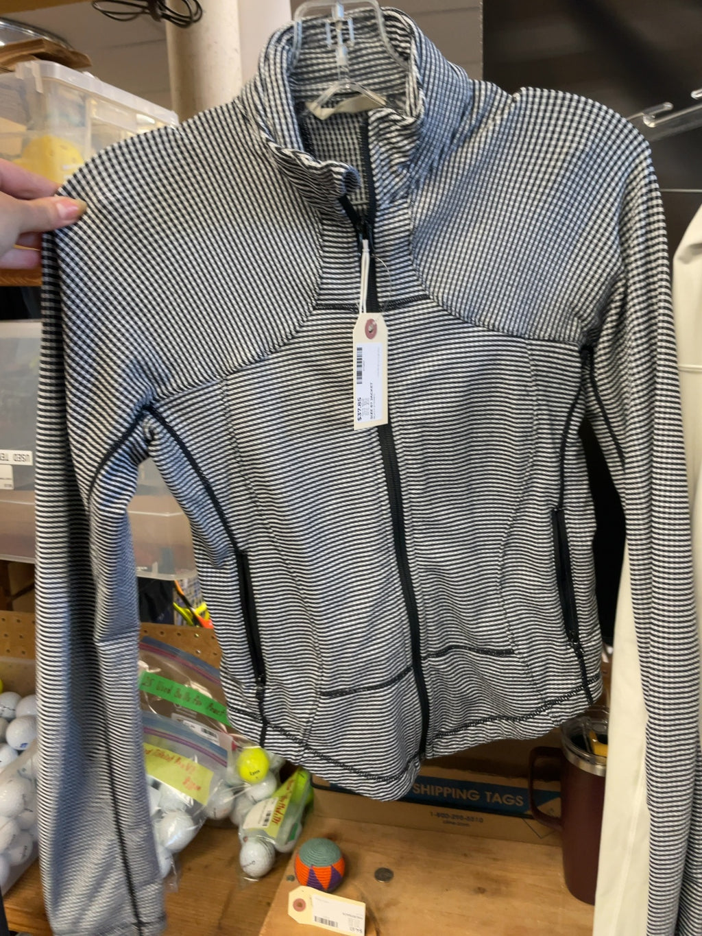 Lululemon Full Zip Jacket Size 6 Black Striped