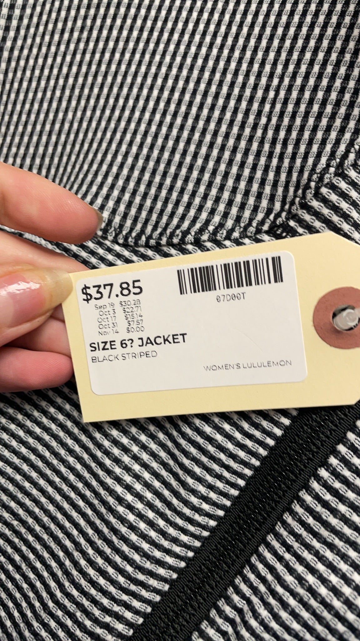Lululemon Full Zip Jacket Size 6 Black Striped