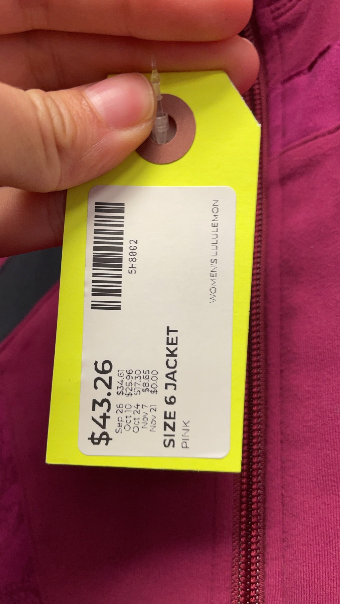 Lululemon Full-Zip Jacket Size 6 Pink