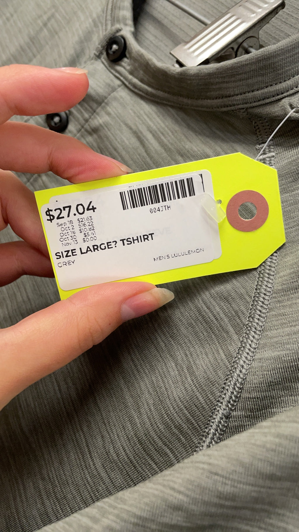 Lululemon Henley T-Shirt Large Grey