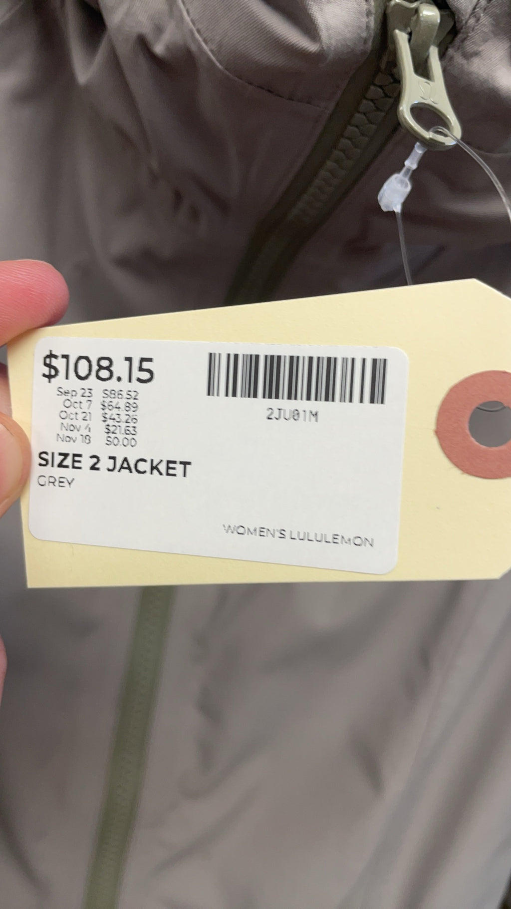 Lululemon Hooded Long Jacket Size 2 Grey