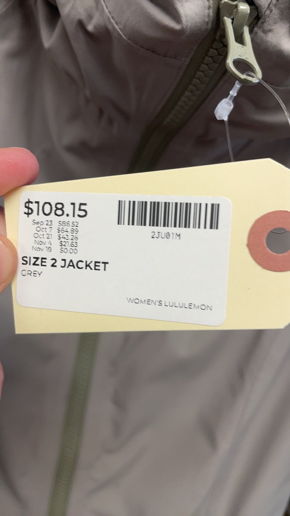 Lululemon Hooded Long Jacket Size 2 Grey