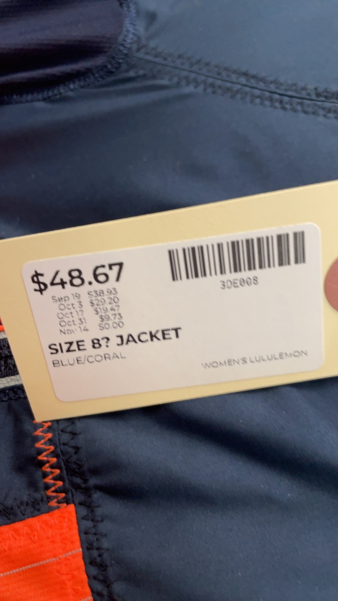 Lululemon Hooded Windbreaker Jacket Size 8 Blue/Coral