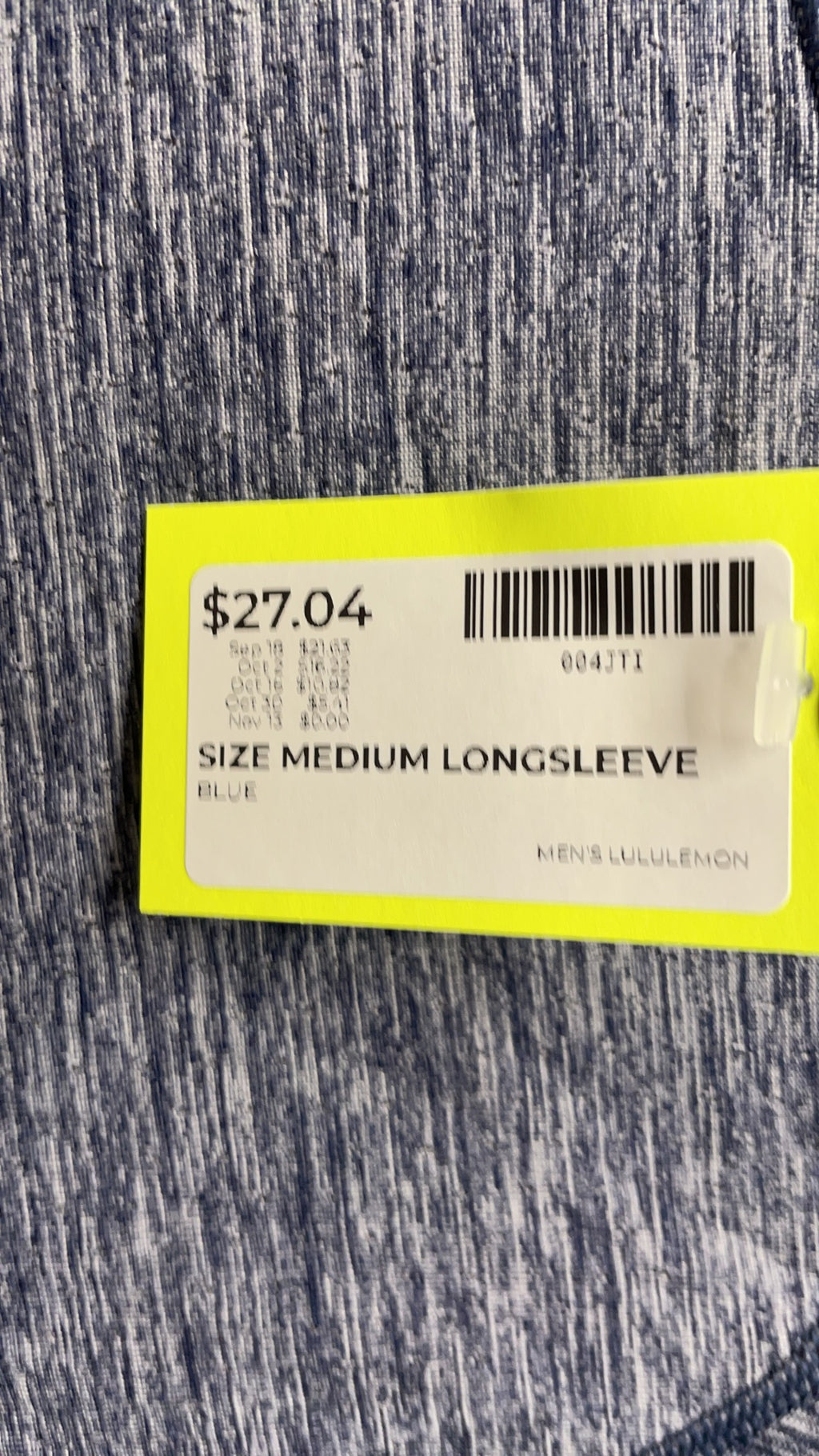Lululemon Long Sleeve Shirt Size Medium Blue Heathered