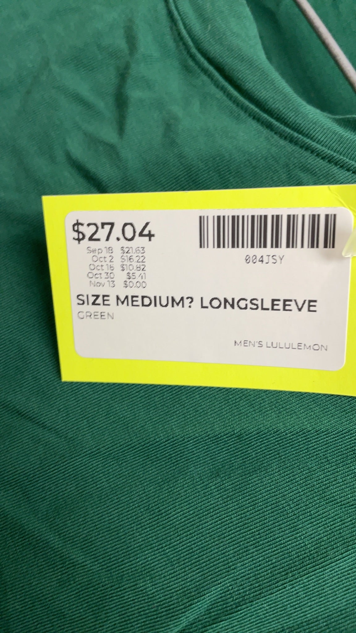 Lululemon Longsleeve Medium Green Shirt