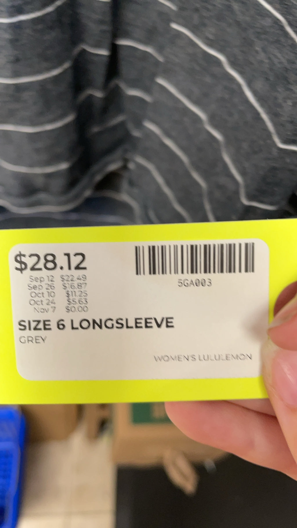 Lululemon Longsleeve Size 6 Grey Striped