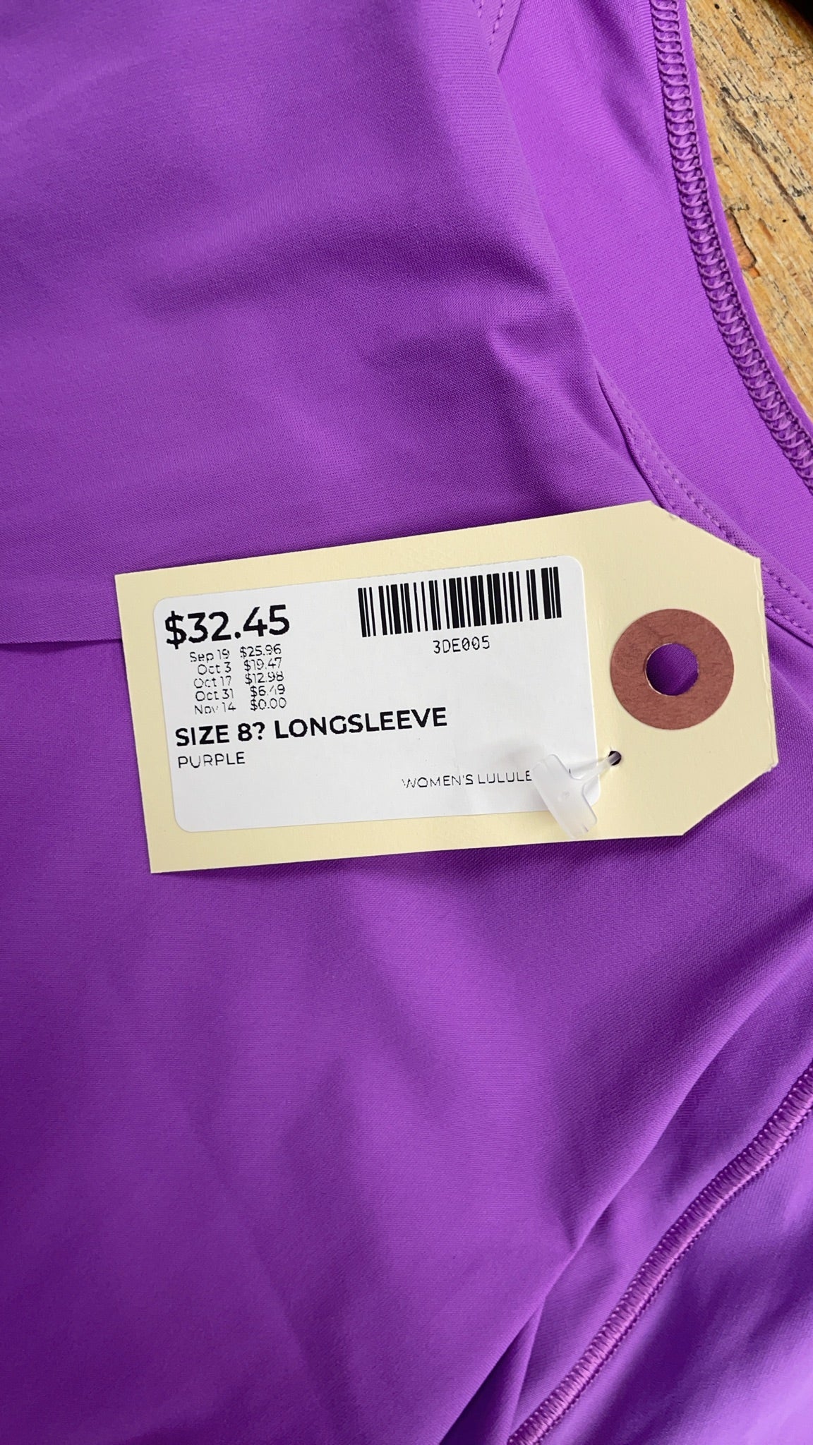 Lululemon Longsleeve Size 8 Purple Split Back