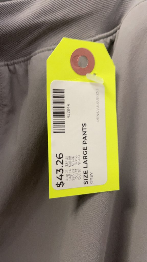 Lululemon Men's Grey Athletic Pants - Size Large
