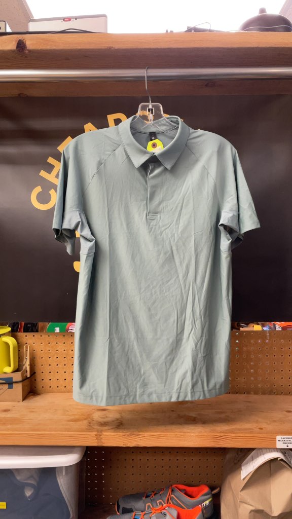 Lululemon Men's Polo Shirt - Blueish Green - Size Small