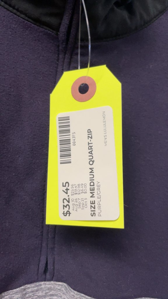 Lululemon Men's Quarter-Zip Pullover - Purple/Grey - Size Medium
