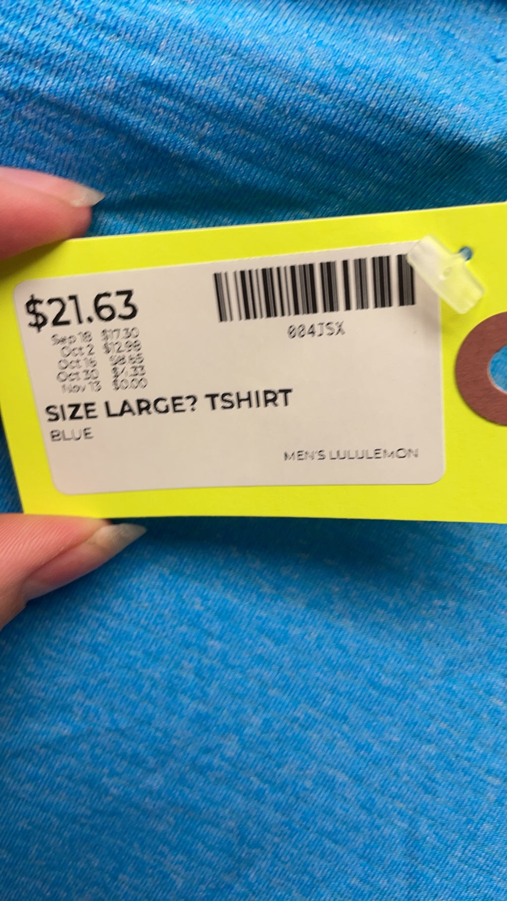 Lululemon Metal Vent Tech Size Large Blue T-Shirt
