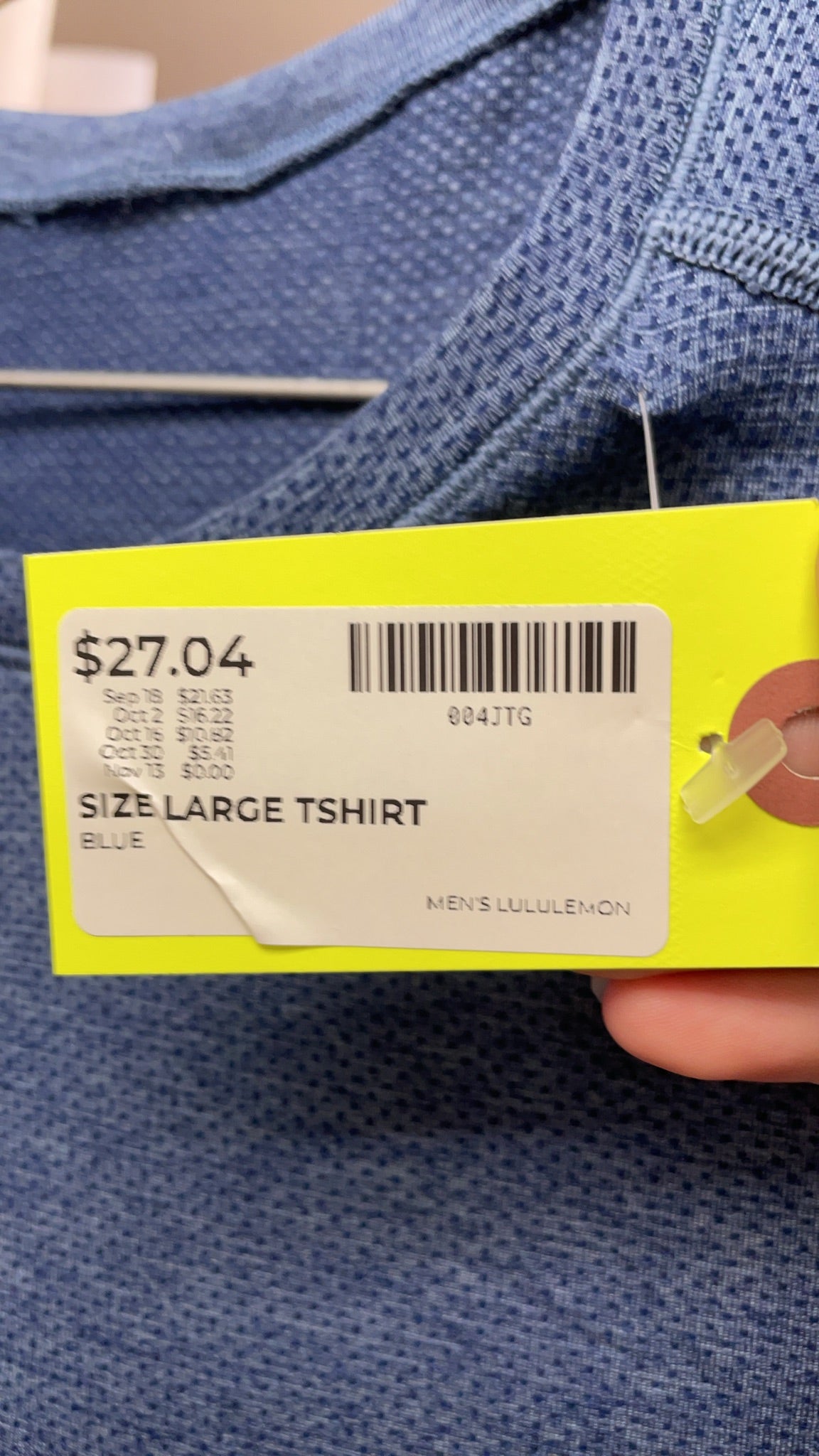 Lululemon Metal Vent Tech Size Large Blue T-Shirt