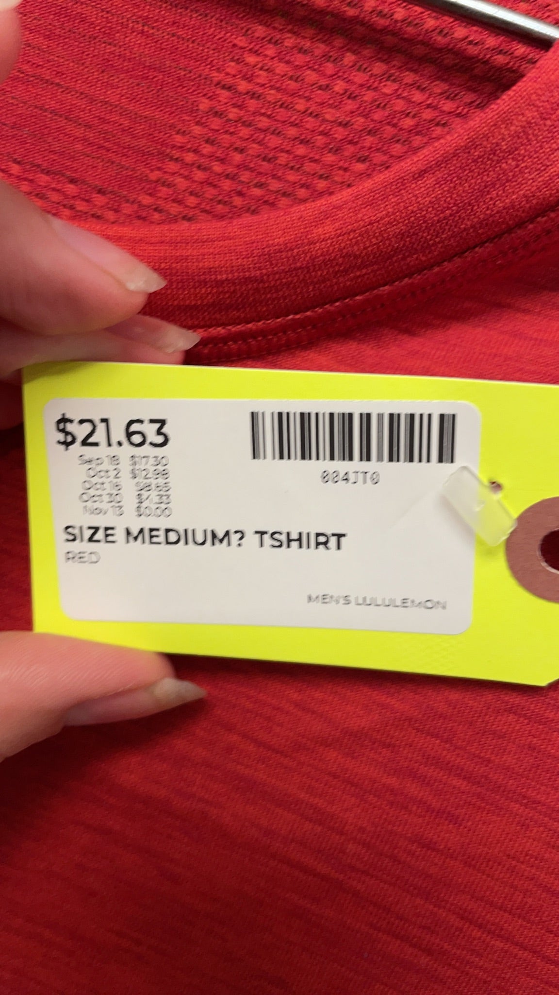 Lululemon Metal Vent Tech Size Medium Red T-Shirt
