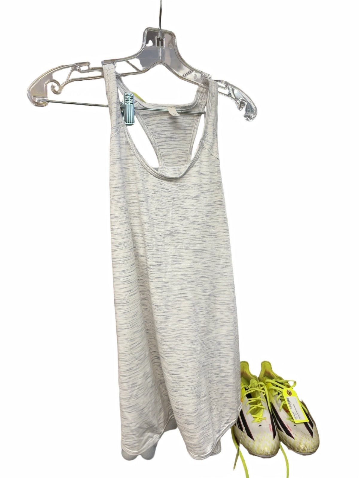 Lululemon Racerback Tank Top Size 6 White/Grey Heathered
