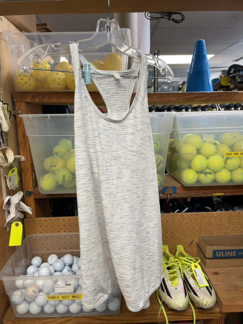 Lululemon Racerback Tank Top Size 6 White/Grey Heathered