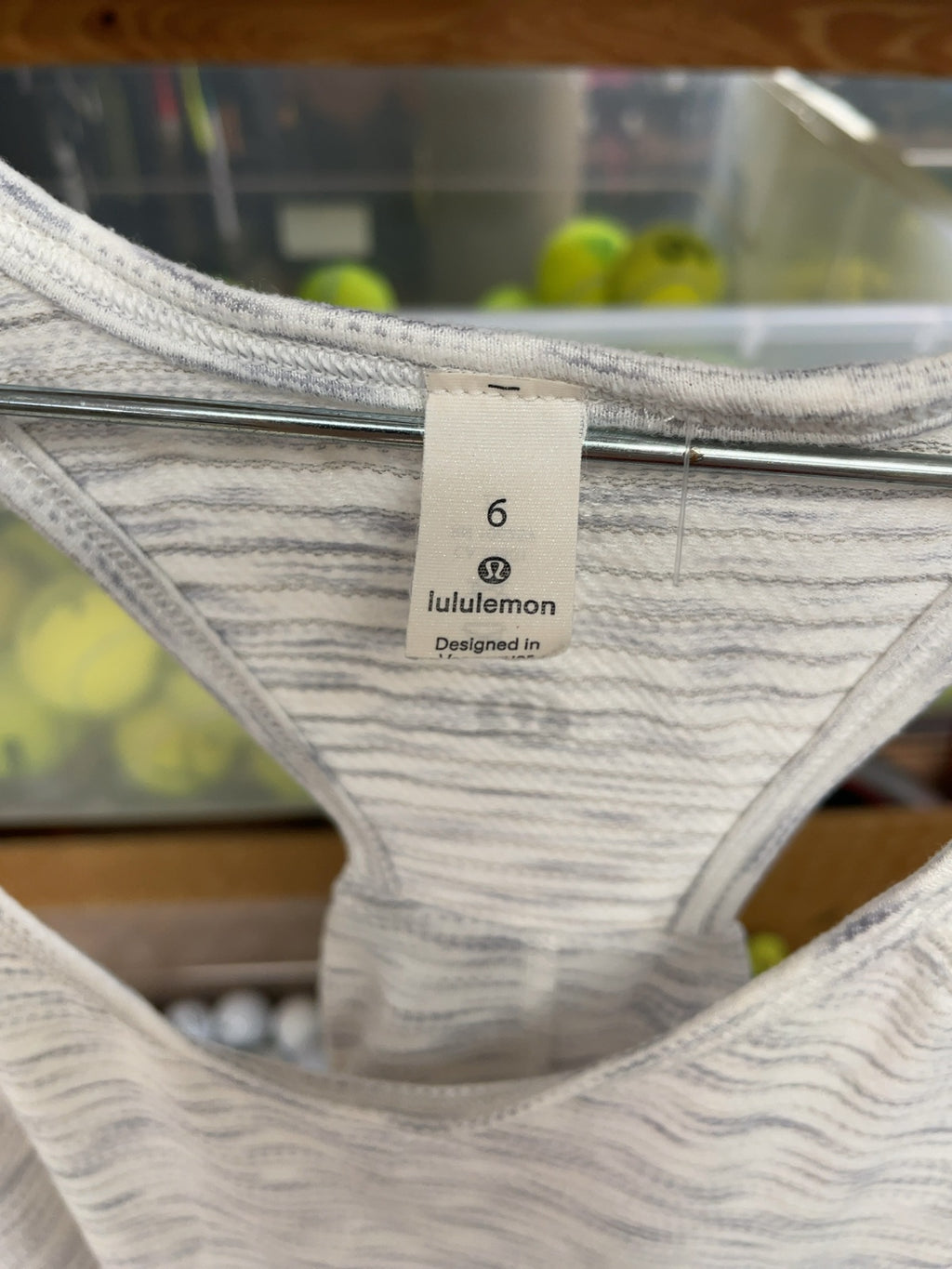 Lululemon Racerback Tank Top Size 6 White/Grey Heathered