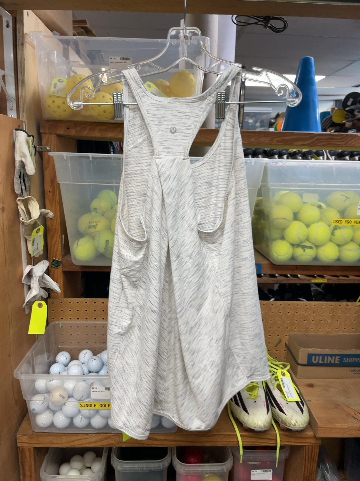 Lululemon Racerback Tank Top Size 6 White/Grey Heathered