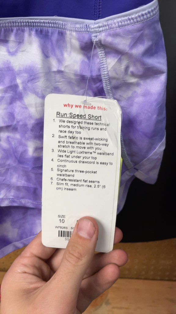 Lululemon Run:Speed Short - Size 10 - Purple Tie-Dye