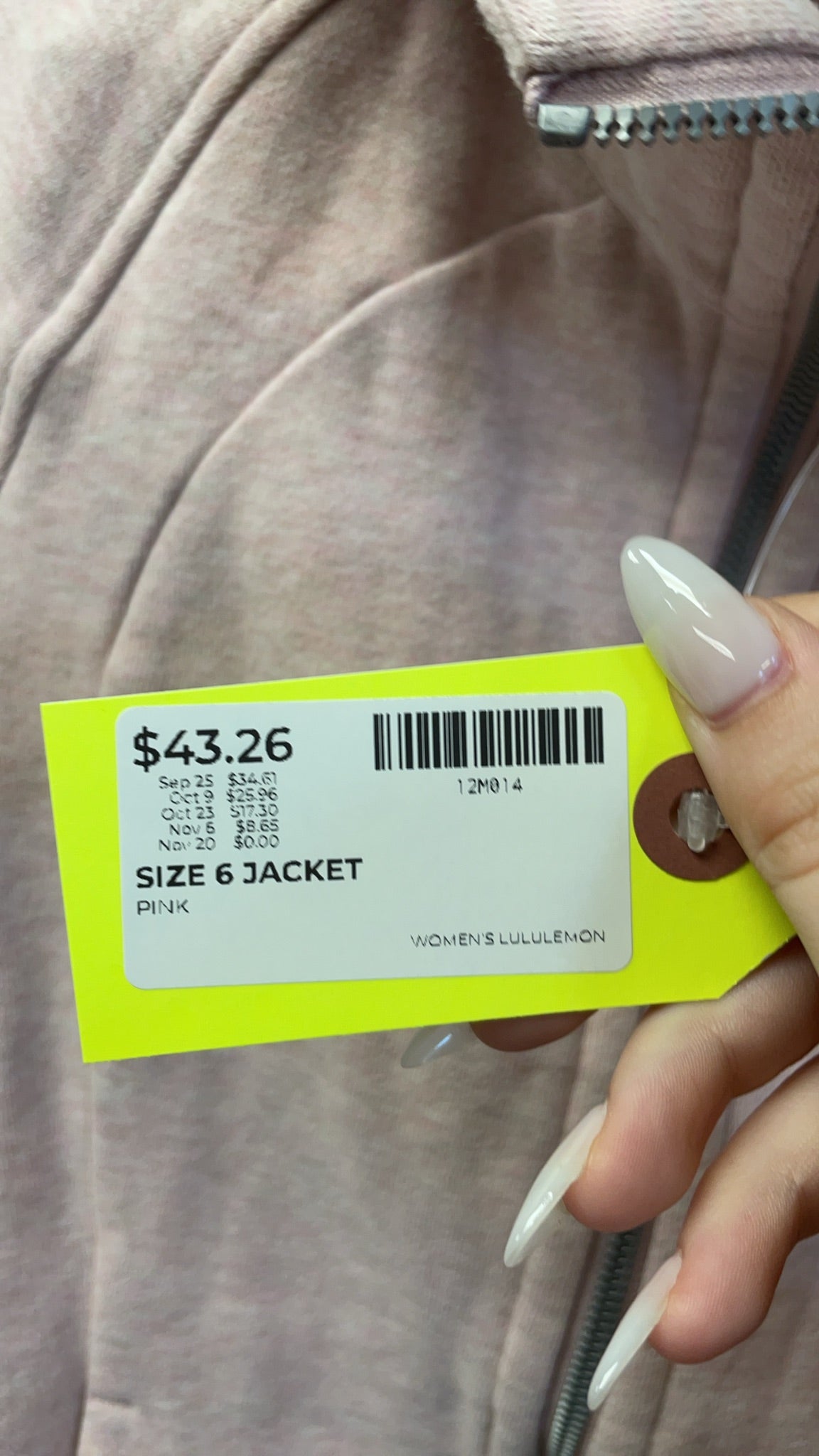 Lululemon Scuba Full-Zip Hoodie Size 6 Pink