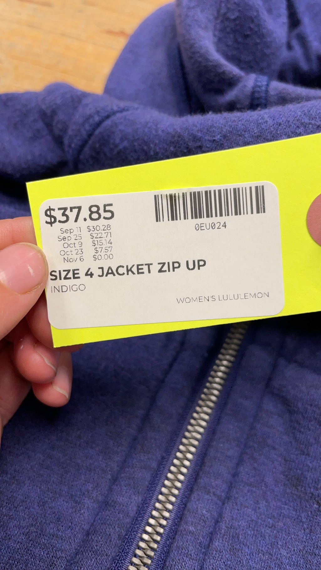 Lululemon Scuba Hoodie Size 4 Indigo Zip Up