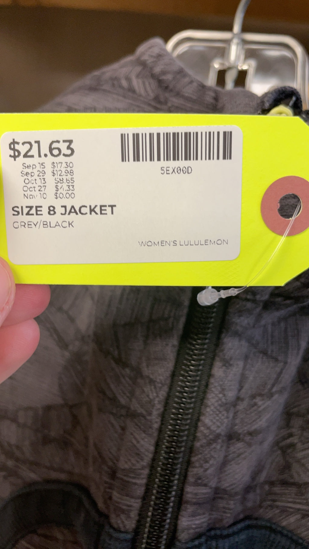 Lululemon Scuba Hoodie Size 8 Grey/Black Patterned Jacket