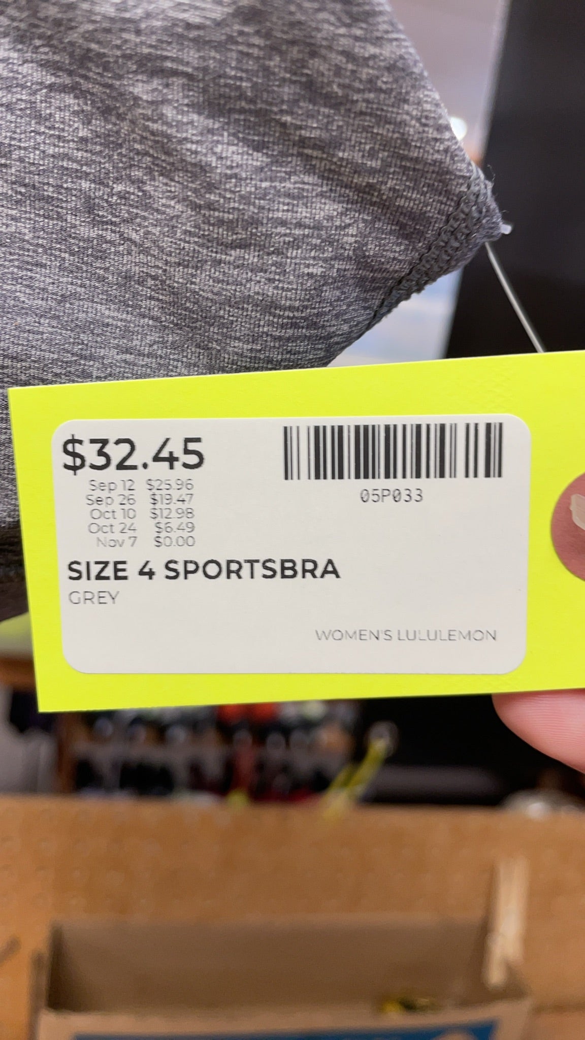 Lululemon Strappy Back Sports Bra Size 4 Grey