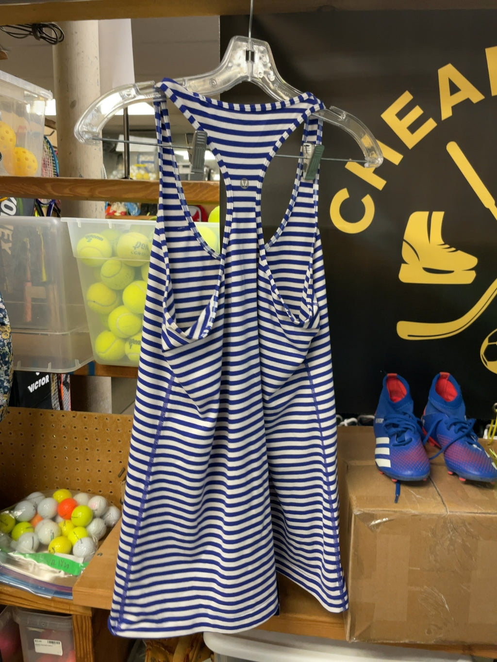 Lululemon Striped Racerback Tank Top Size 12 Blue/White