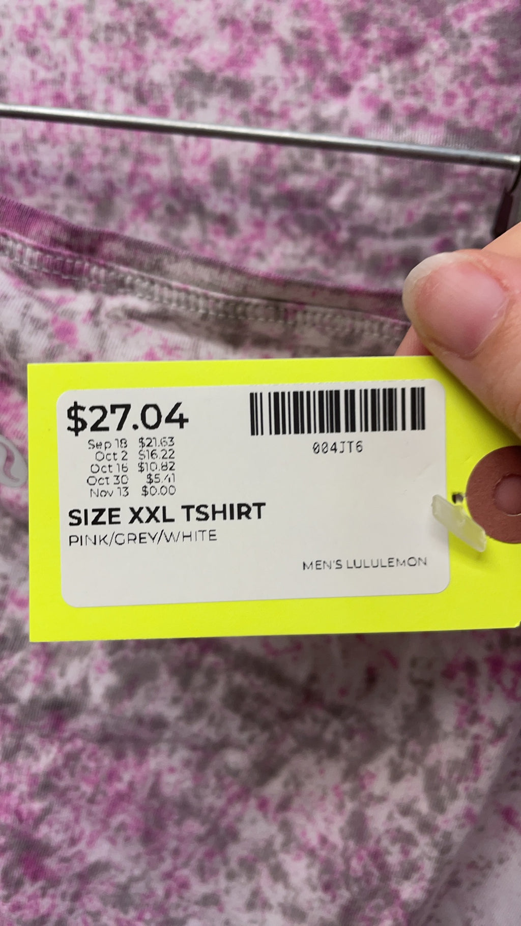 Lululemon T-shirt XXL Pink/Grey/White Marble