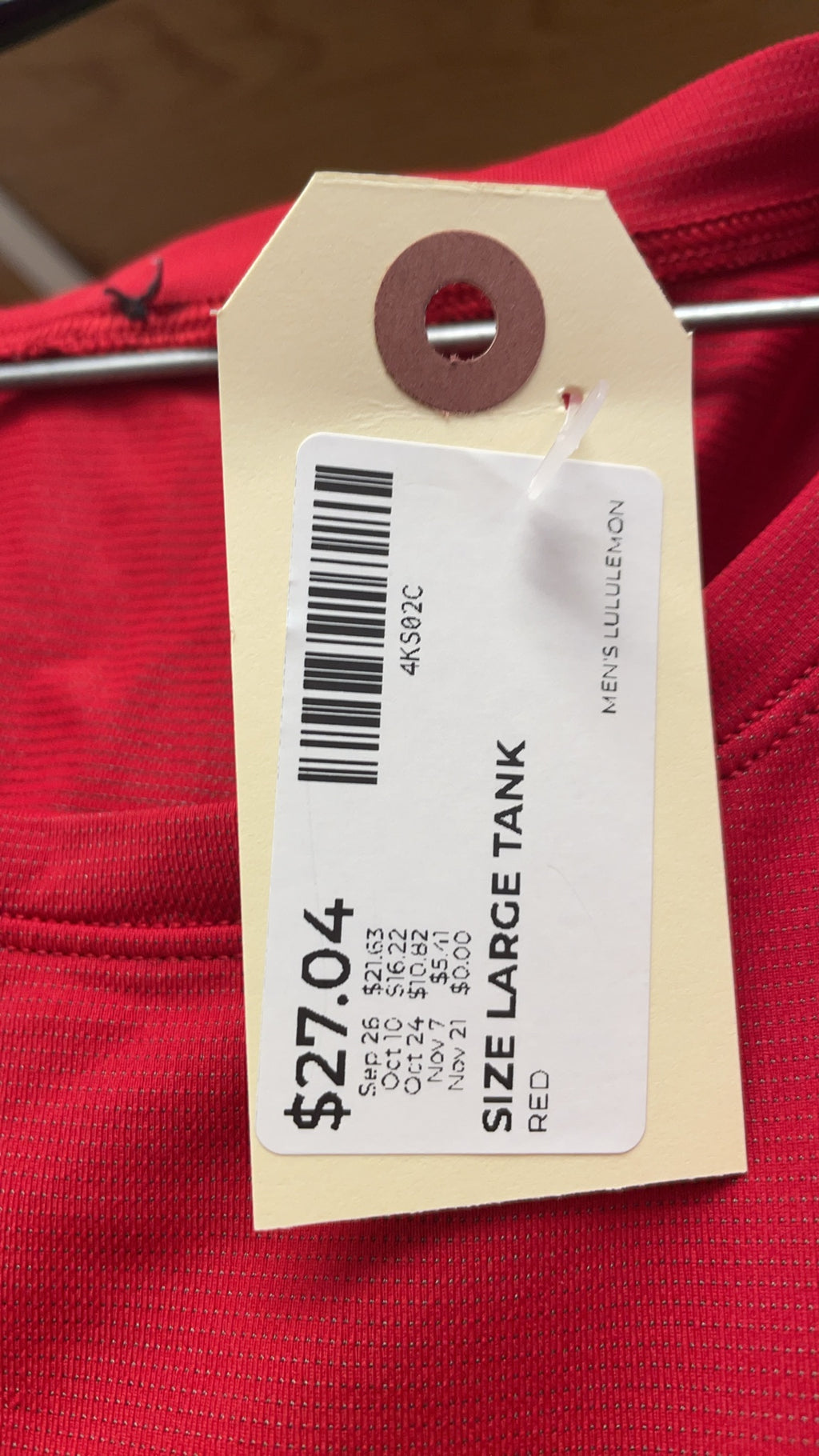 Lululemon Tank Size Large Red