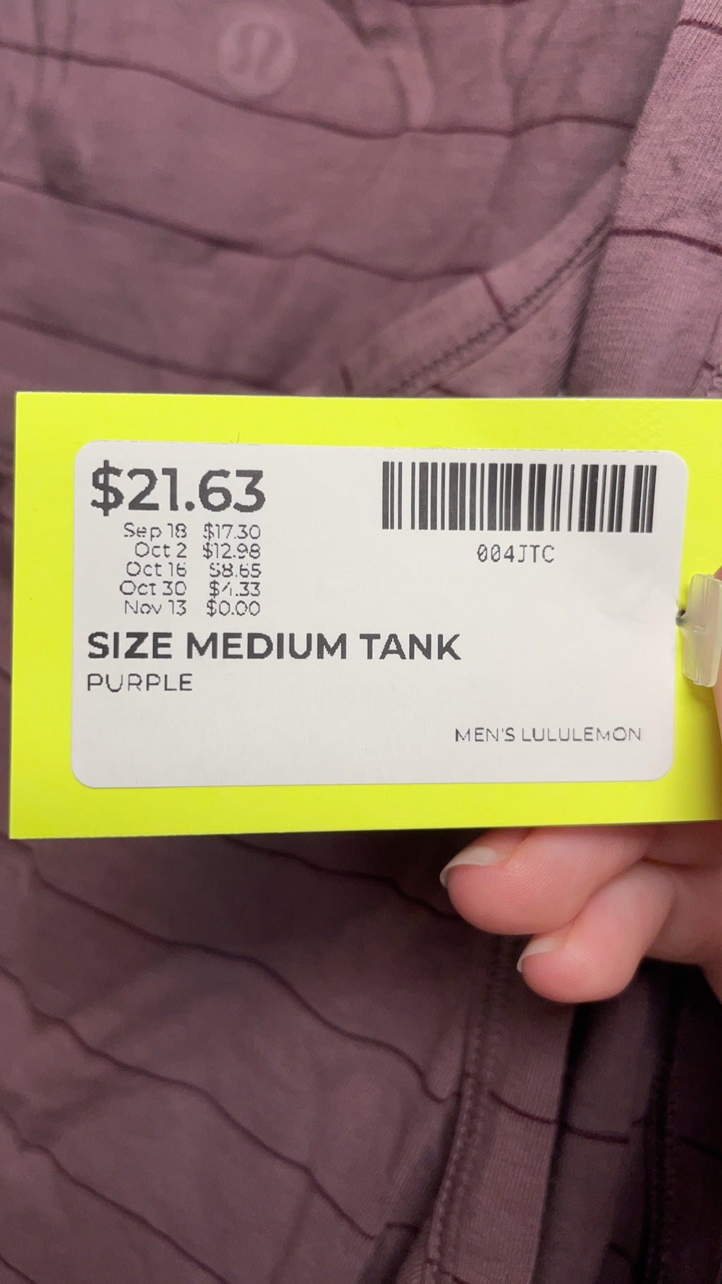 Lululemon Tank Size M Purple Striped