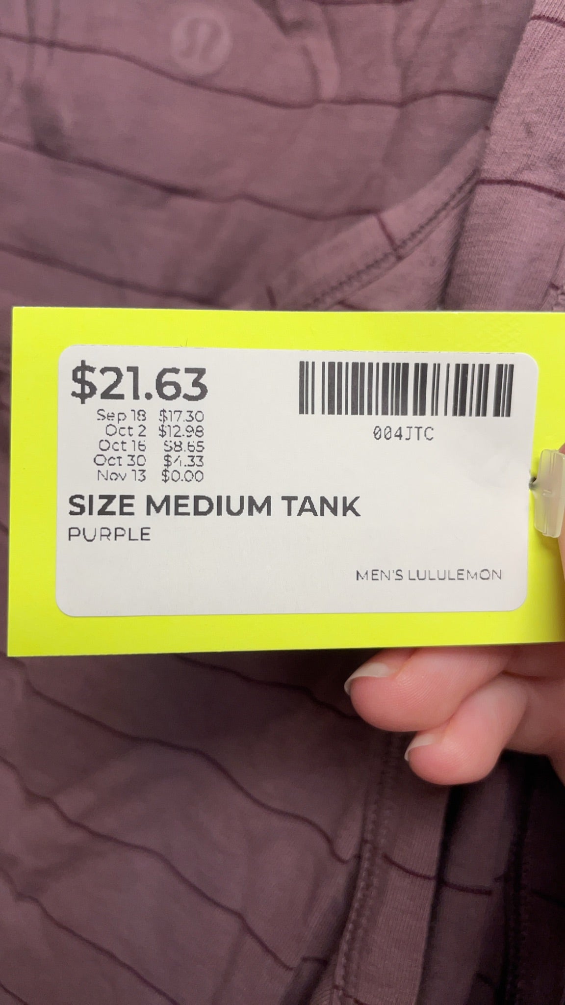 Lululemon Tank Size M Purple Striped