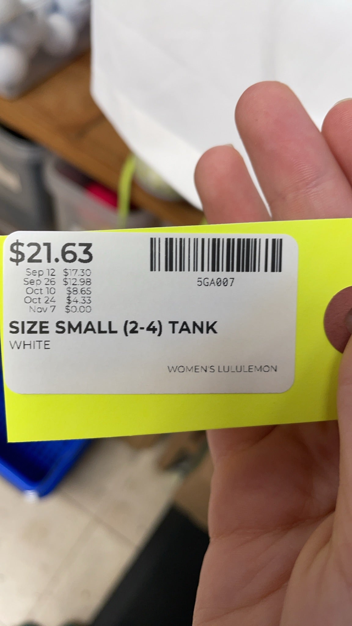 Lululemon Tank Top Size Small (2-4) White Racerback