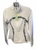 Lululemon White Patterned Zip-Up Jacket - Size 6