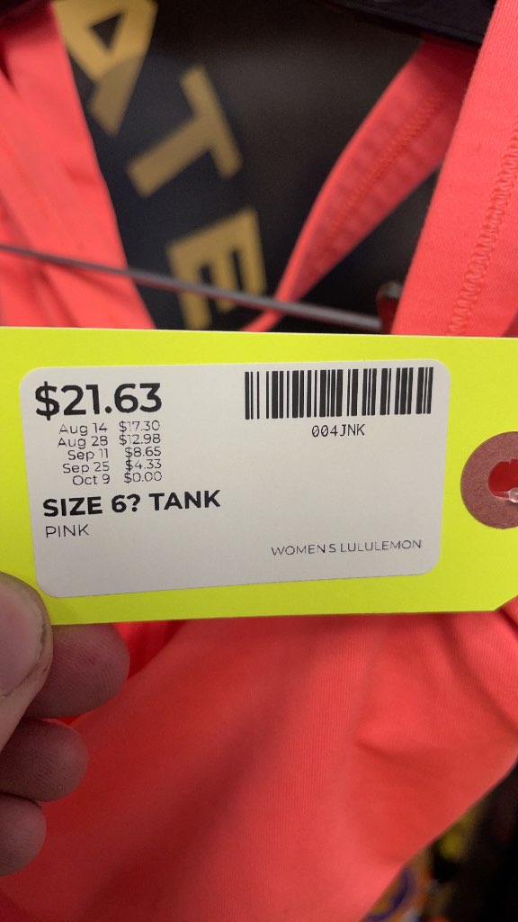 Lululemon Women's Athletic Tank Top Pink Size 6