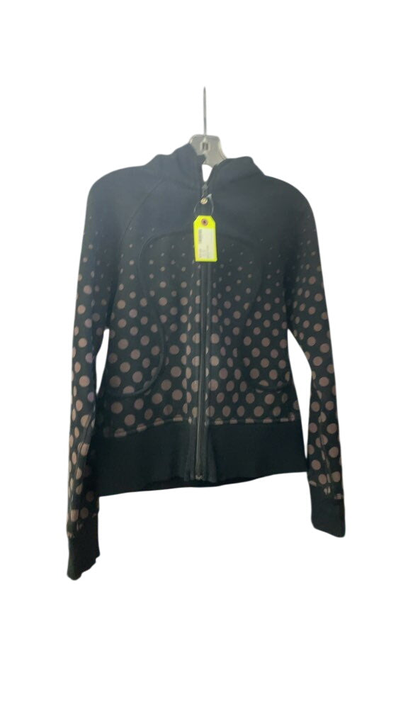 Lululemon Women's Black Polka Dot Zip-Up Jacket - Size 8