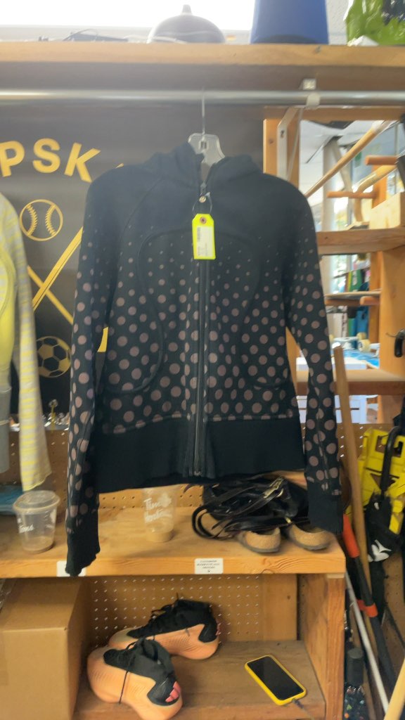 Lululemon Women's Black Polka Dot Zip-Up Jacket - Size 8