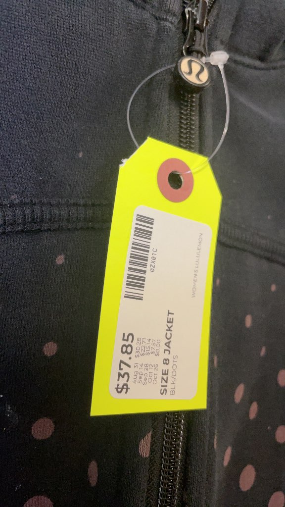 Lululemon Women's Black Polka Dot Zip-Up Jacket - Size 8