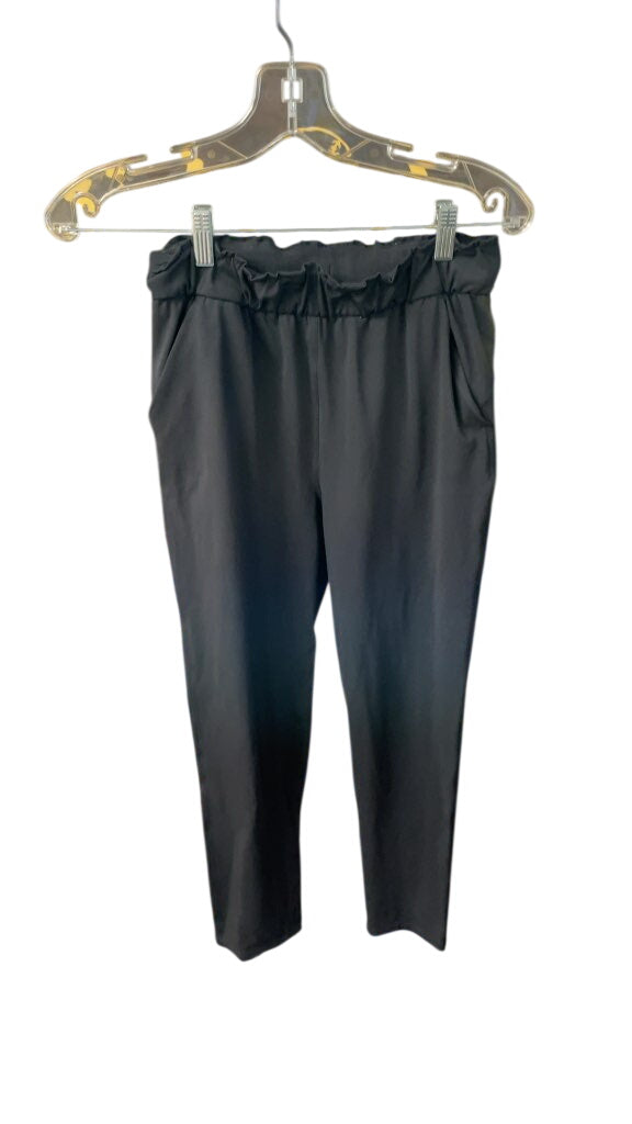 Lululemon Women's Black Ruffled Waist Pants - Size 4