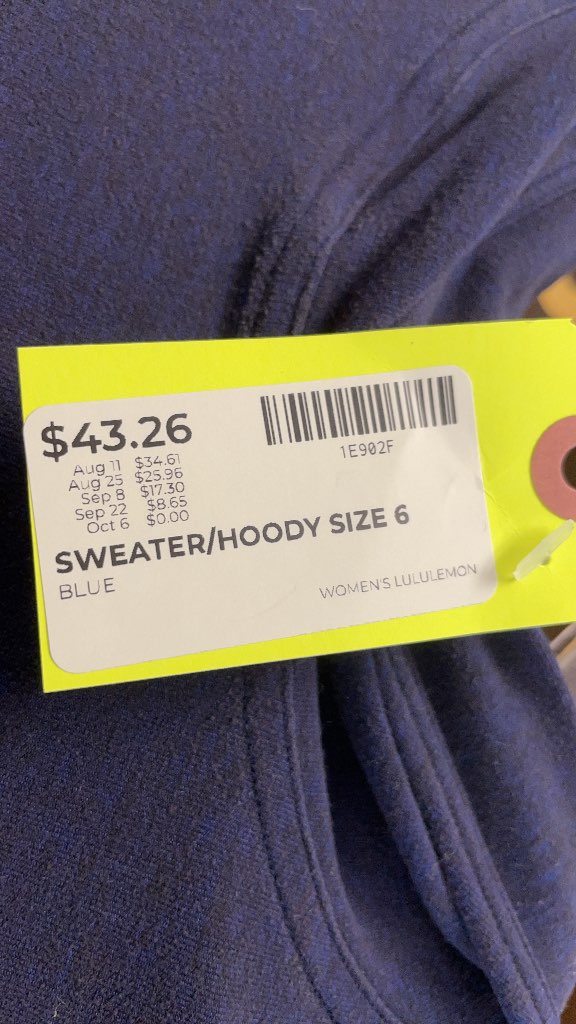 Lululemon Women's Blue Hoodie Sweater - Size 6