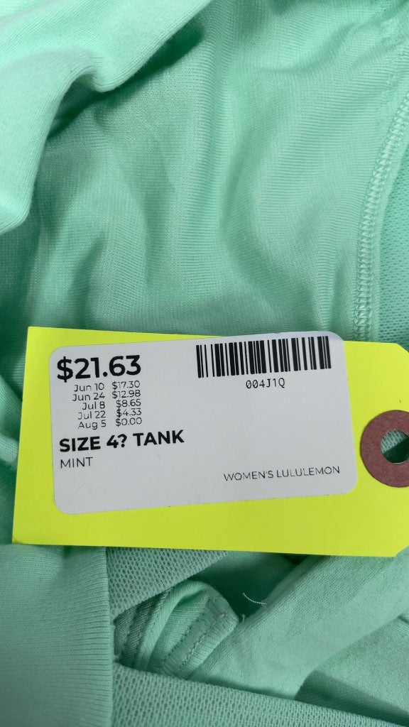 Lululemon Women's Mint Green Tank Top - Size 4