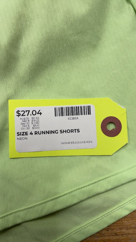 Lululemon Women's Neon Running Shorts - Size 4