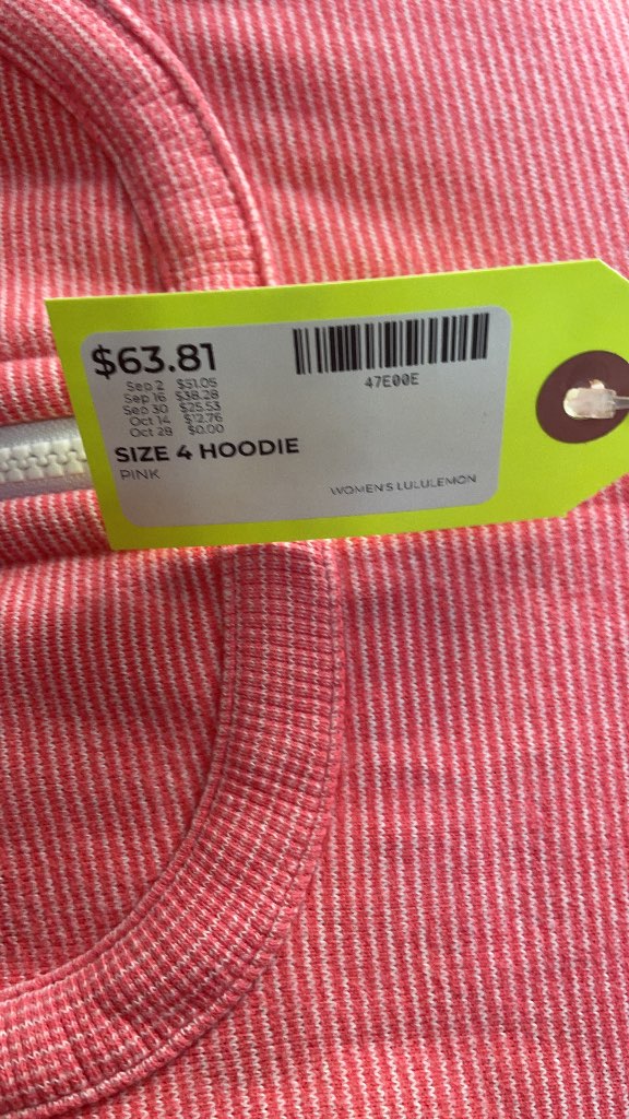 Lululemon Women's Pink Striped Zip-Up Hoodie