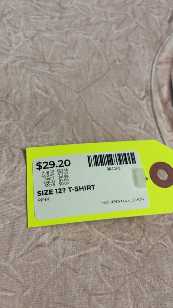 Lululemon Women's Pink T-Shirt - Size 12