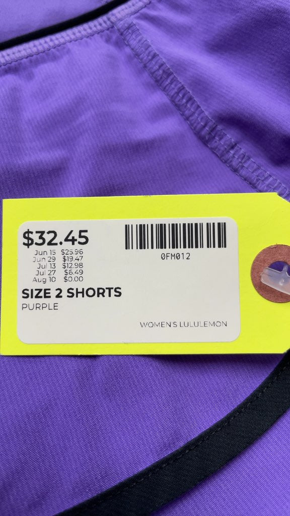 Lululemon Women's Purple Athletic Shorts - Size 2