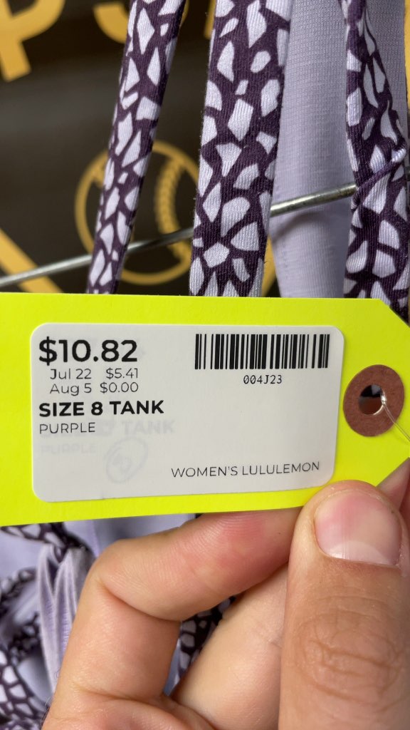 Lululemon Women's Purple Patterned Built-in Bra Tank Top - Size 8