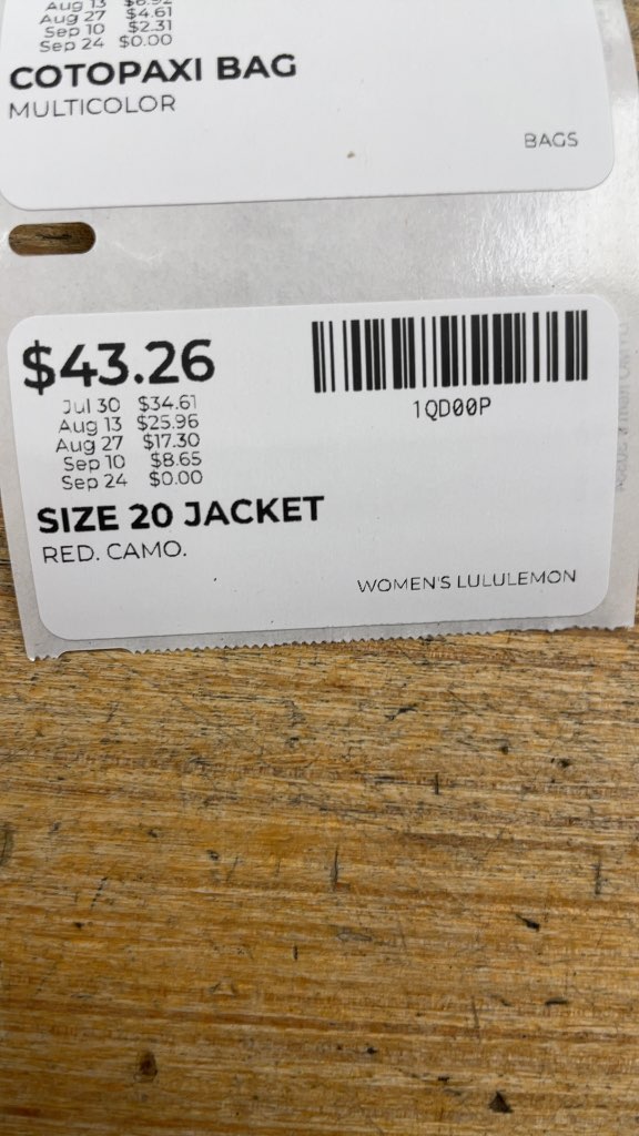 Lululemon Women's Size 20 Red Camo Zip-Up Jacket
