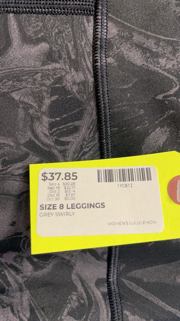 Lululemon Women's Size 8 Grey Swirly Leggings