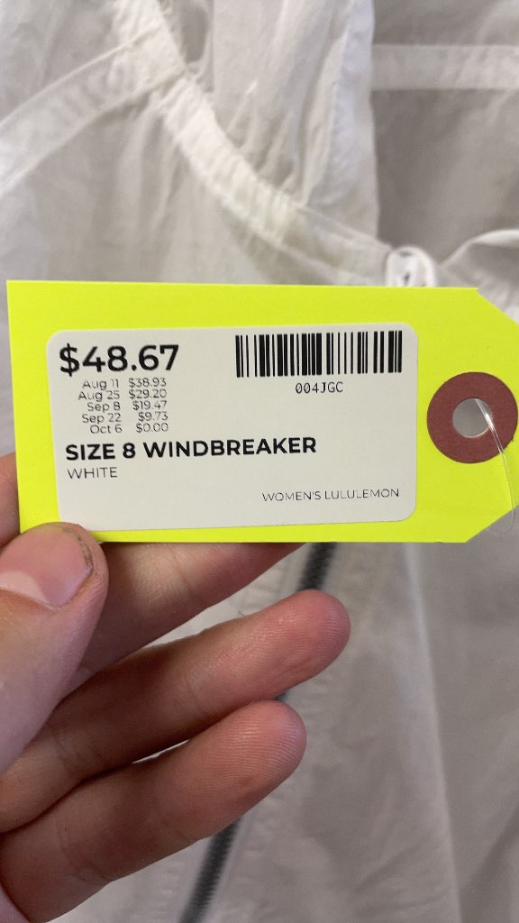 Lululemon Women's Size 8 White Windbreaker