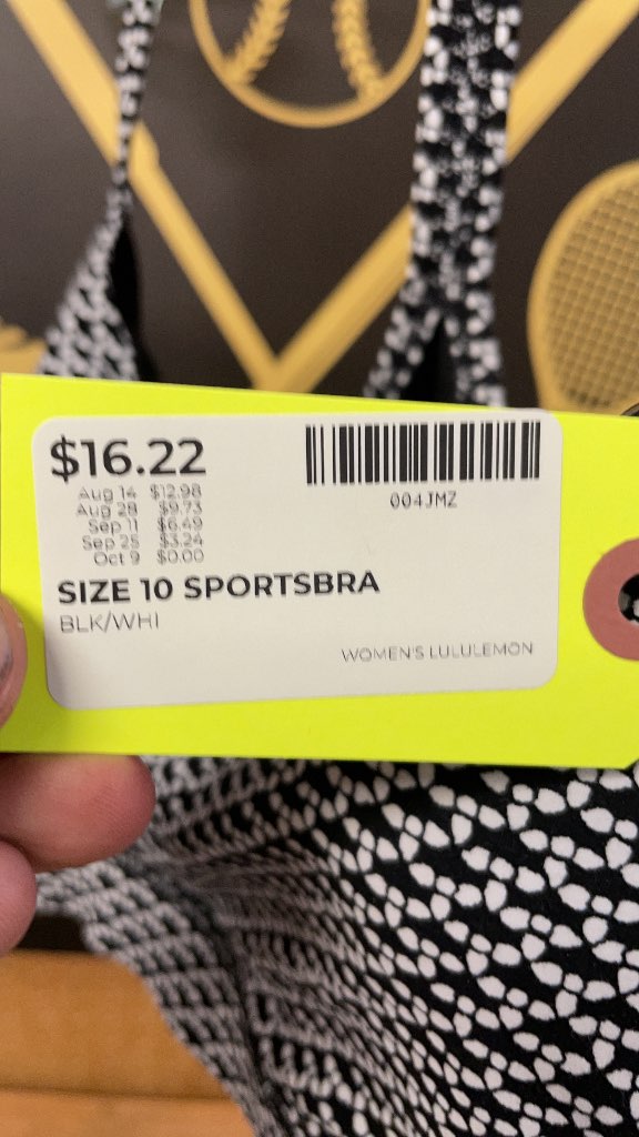 Lululemon Women's Sports Bra - Size 10 - Black/White Pattern