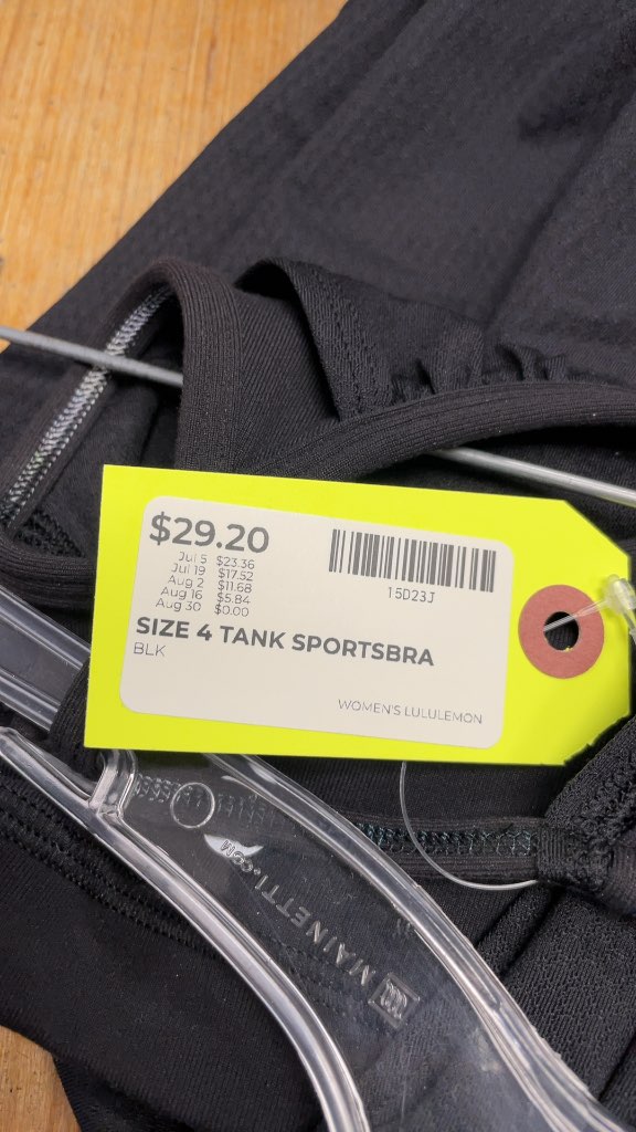 Lululemon Women's Tank Top with Built-in Sports Bra - Black, Size 4